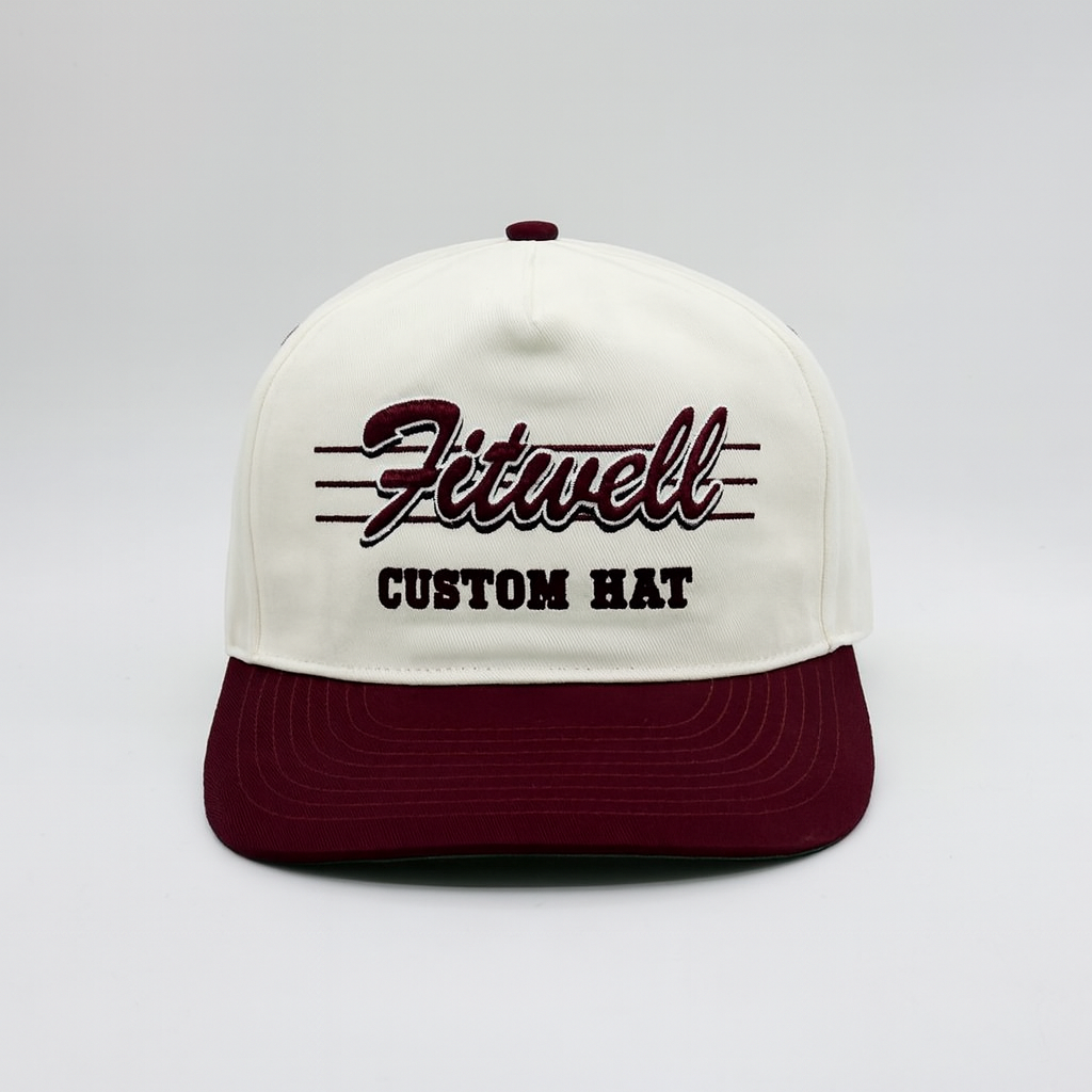 Retro Two-Tone 5-Panel Cotton Twill Baseball Cap with Embroidered Logo