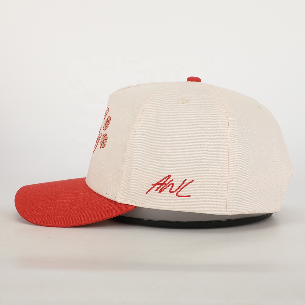 Vintage Dice Embroidered Two-Tone Baseball Cap – 5 Panel Cotton Twill Hat