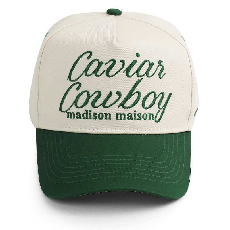 Two-Tone 5 Panel Cotton Twill Baseball Cap with Flat Embroidery