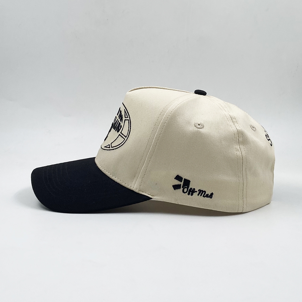 Two-Tone Cotton Twill Baseball Cap with Flat Embroidery Logo – 5 Panel Design