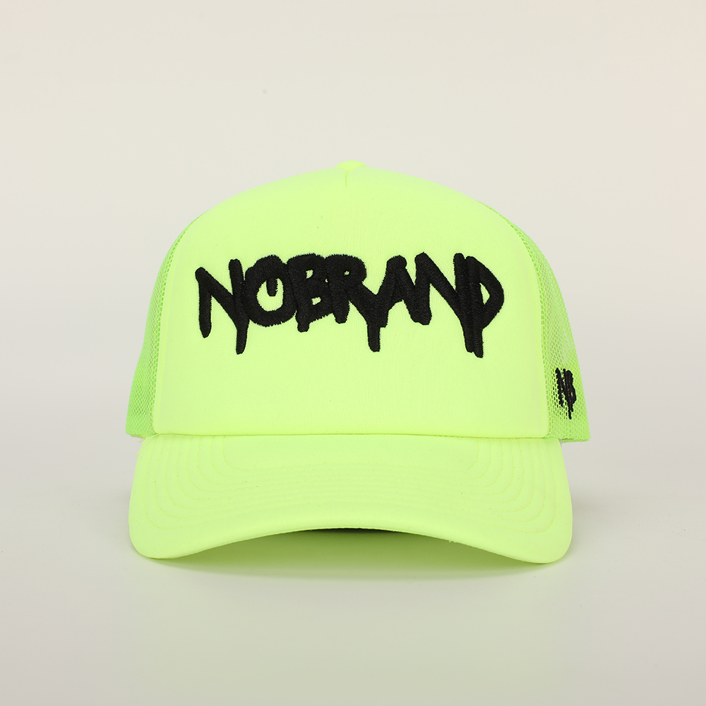Neon Foam Front 5 Panel Mesh Trucker Hat with Bold Embroidered Logo