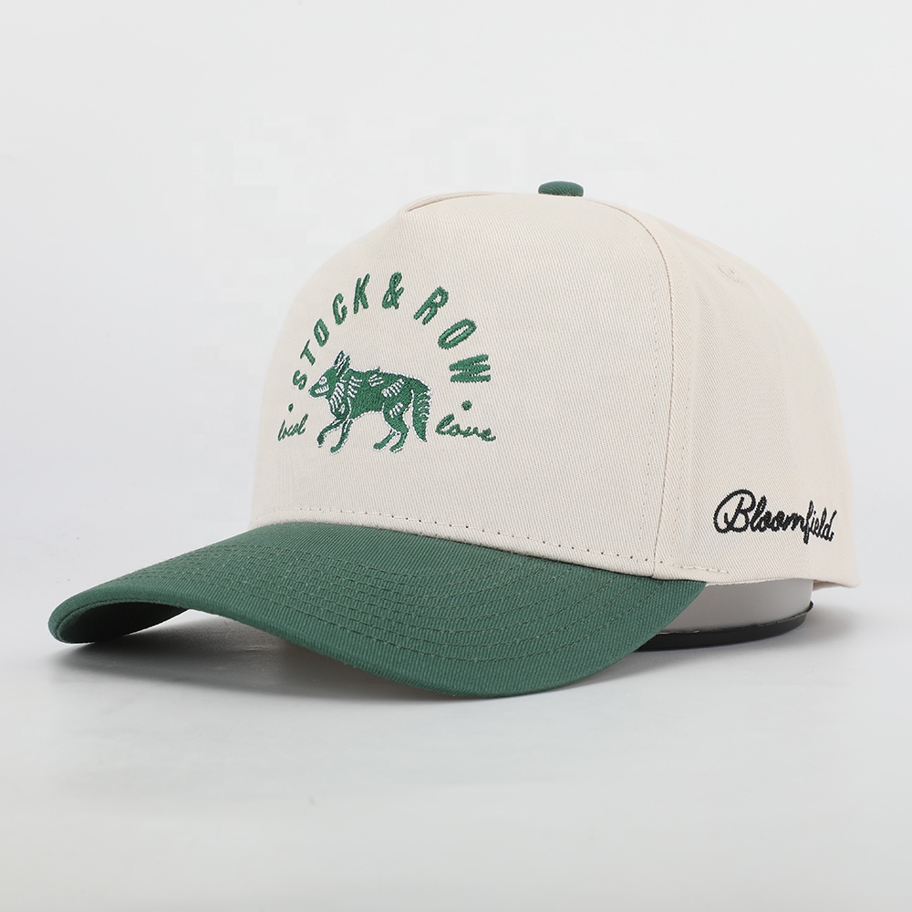 Two-Tone Cotton Twill Baseball Cap with Embroidered Logo