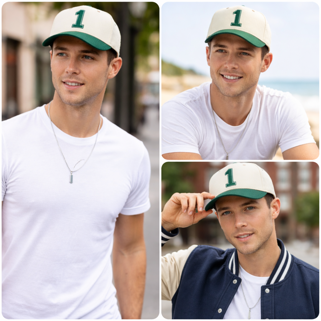 Number One Flat Embroidery Baseball Cap – Two‑Tone Cotton Twill 5‑Panel Hat