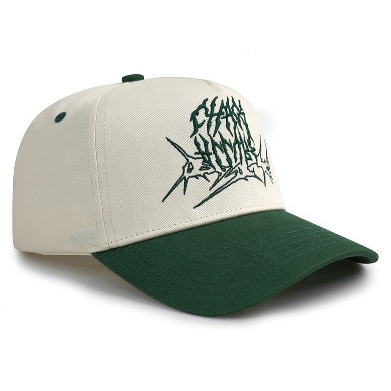 Two-Tone 5-Panel Cotton Twill Baseball Cap with Flat Embroidery Logo