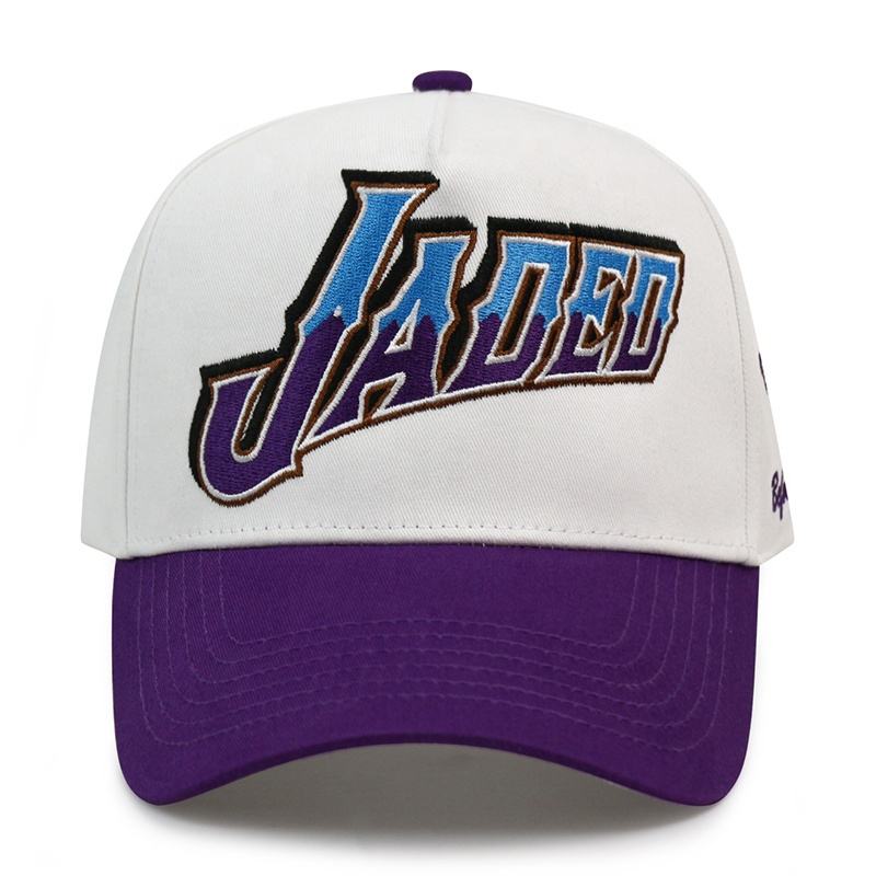 JADED Two-Tone Embroidered Baseball Cap – Purple Brim Cotton Twill Hat
