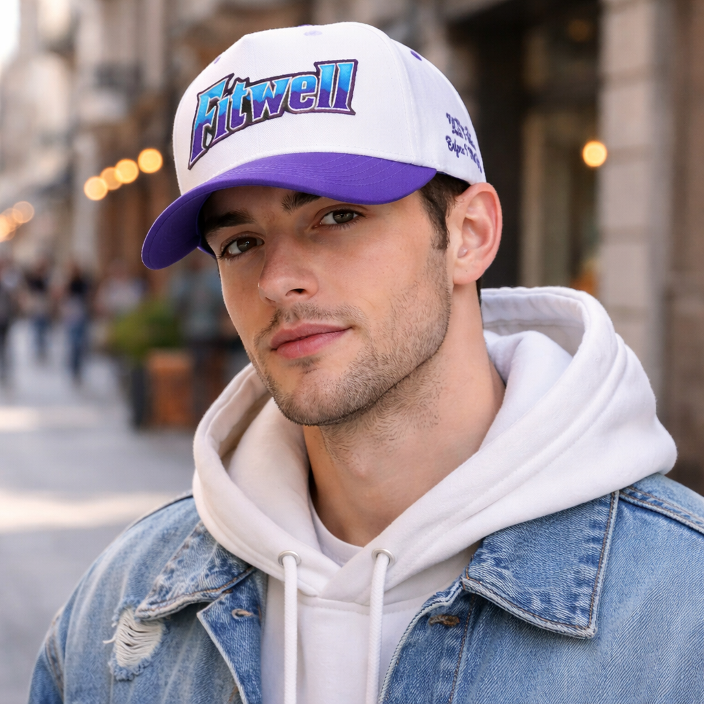 JADED Two-Tone Embroidered Baseball Cap – Purple Brim Cotton Twill Hat