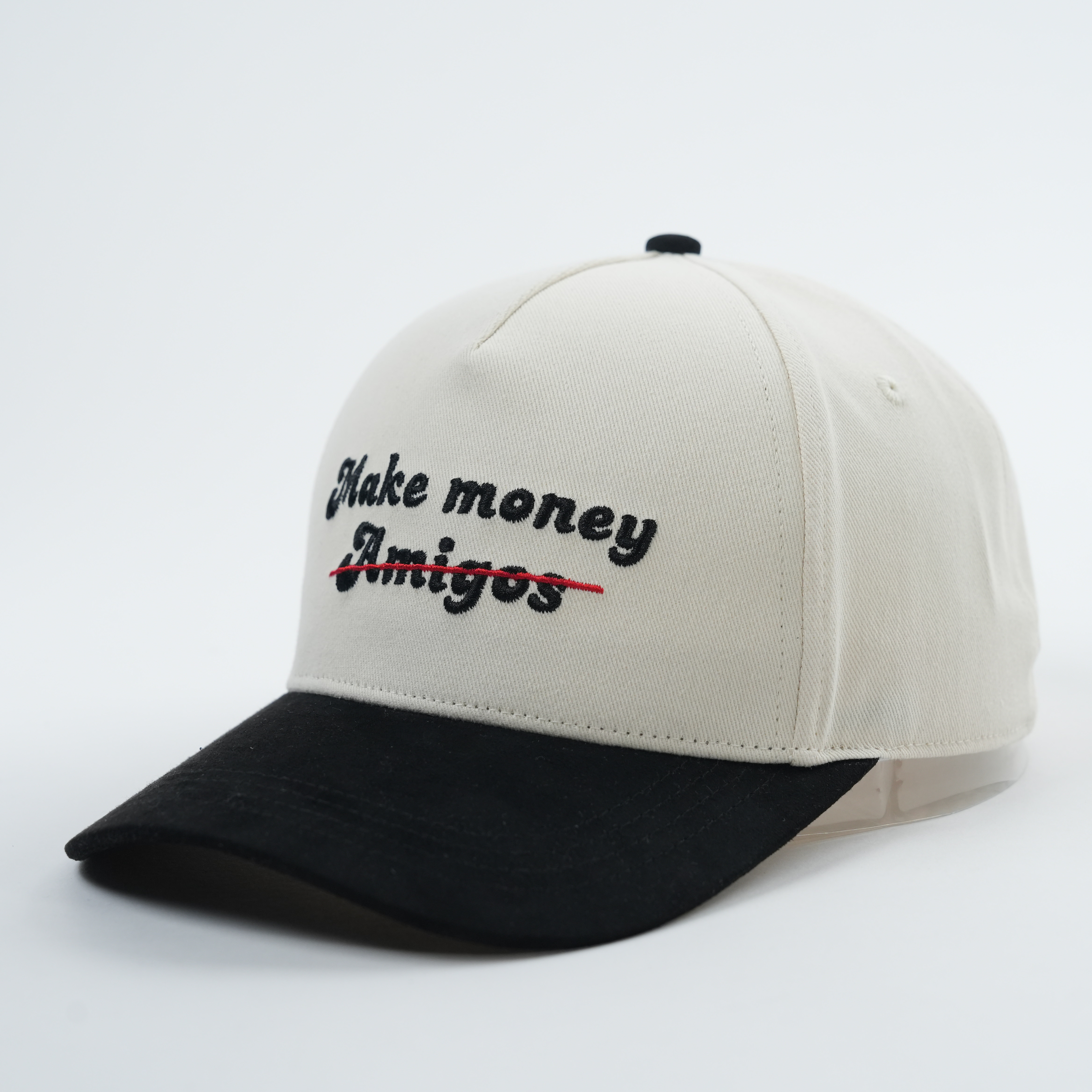 “Make Money Not Amigos” Embroidered Two-Tone 5-Panel Baseball Cap