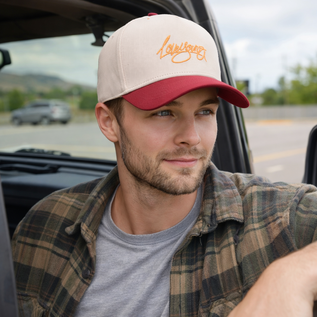 Contrast Brim Embroidered Baseball Cap – Two Tone Cotton Twill Hat