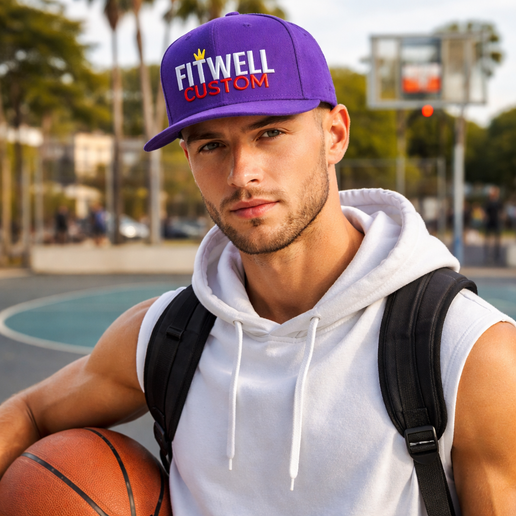 Cream and Green Sunday Embroidered Cotton Baseball Cap