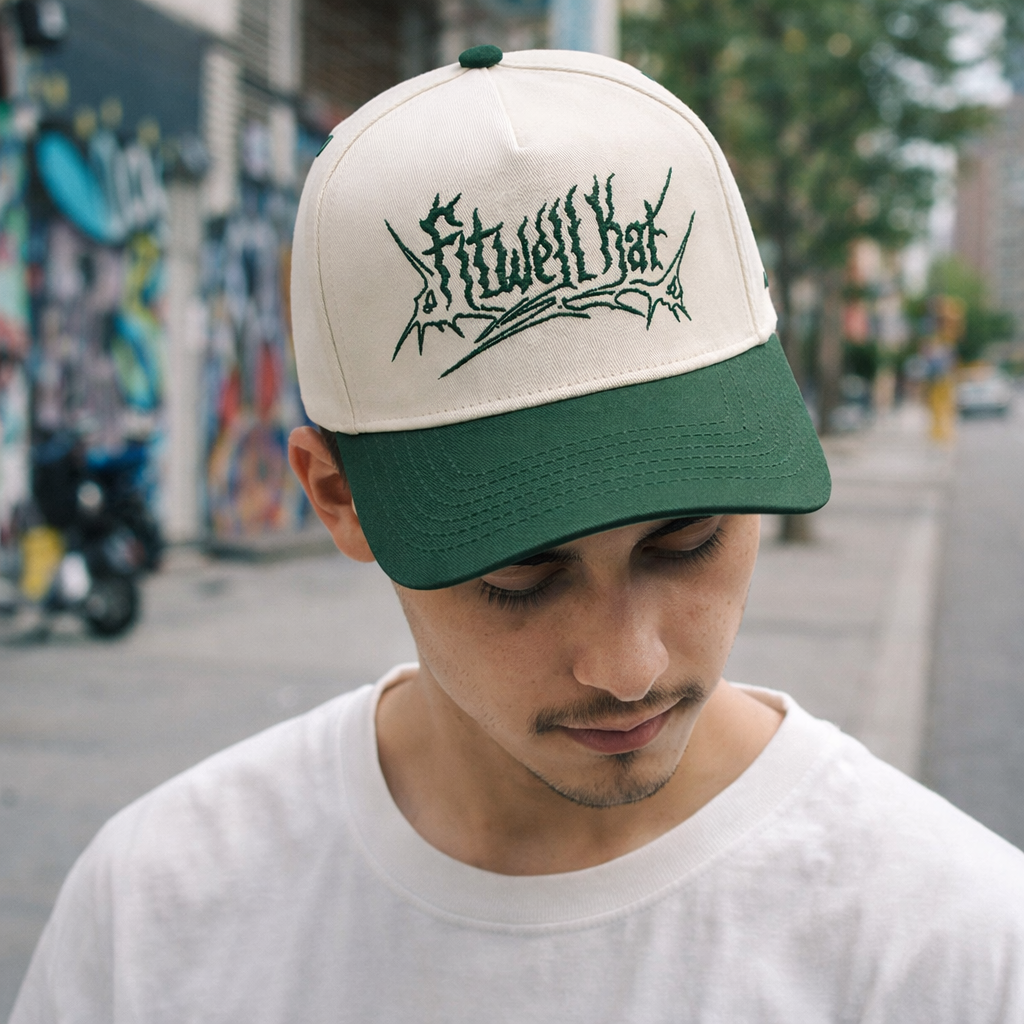 Two-Tone 5-Panel Cotton Twill Baseball Cap with Flat Embroidery Logo