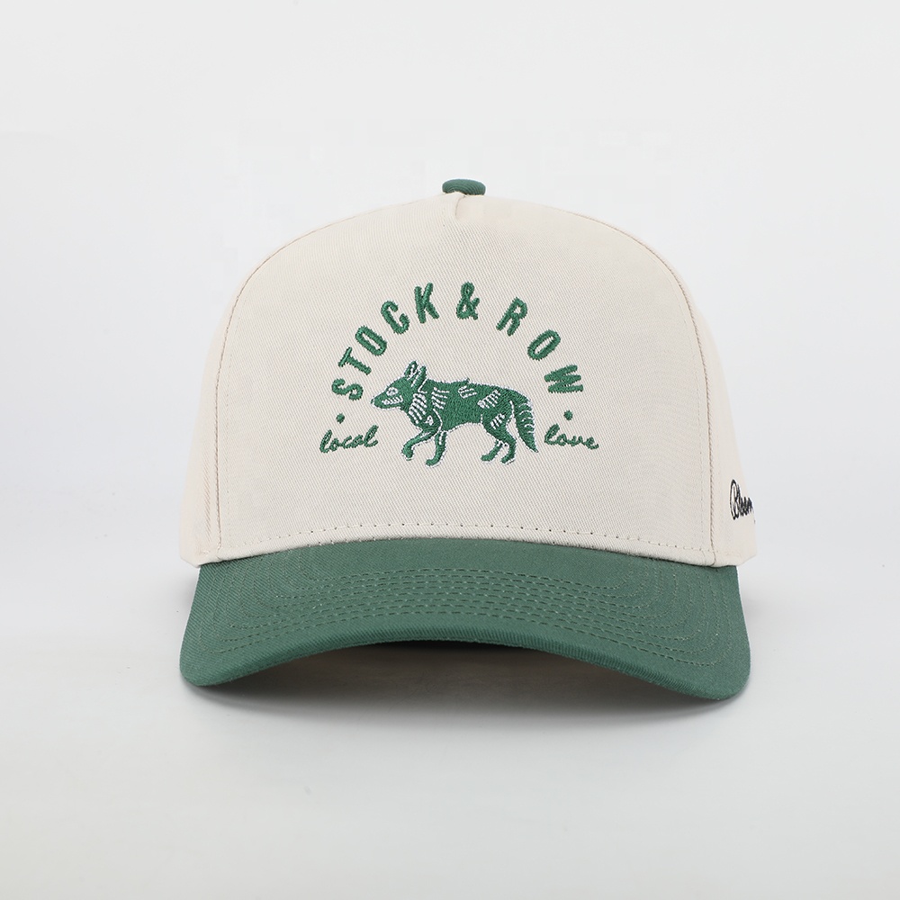 Two-Tone Cotton Twill Baseball Cap with Embroidered Logo