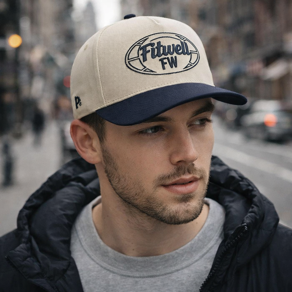 Two-Tone Cotton Twill Baseball Cap with Flat Embroidery Logo – 5 Panel Design