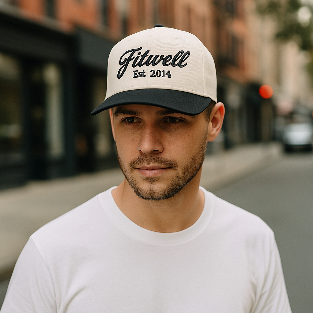 Two-Tone Cotton Twill Baseball Cap with Flat Embroidered Front Text – 5 Panel Classic Fit