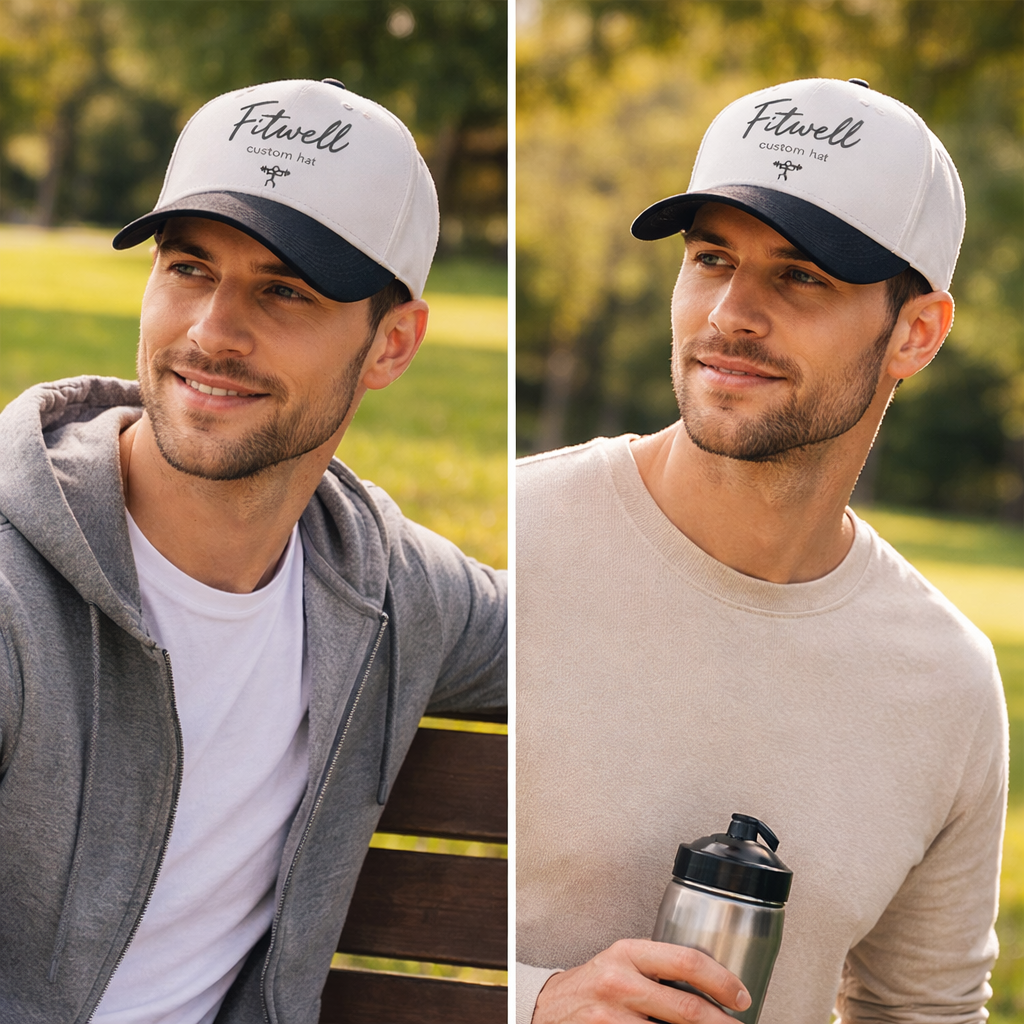 Two-Tone Cotton Baseball Cap with Flat Embroidered Logo