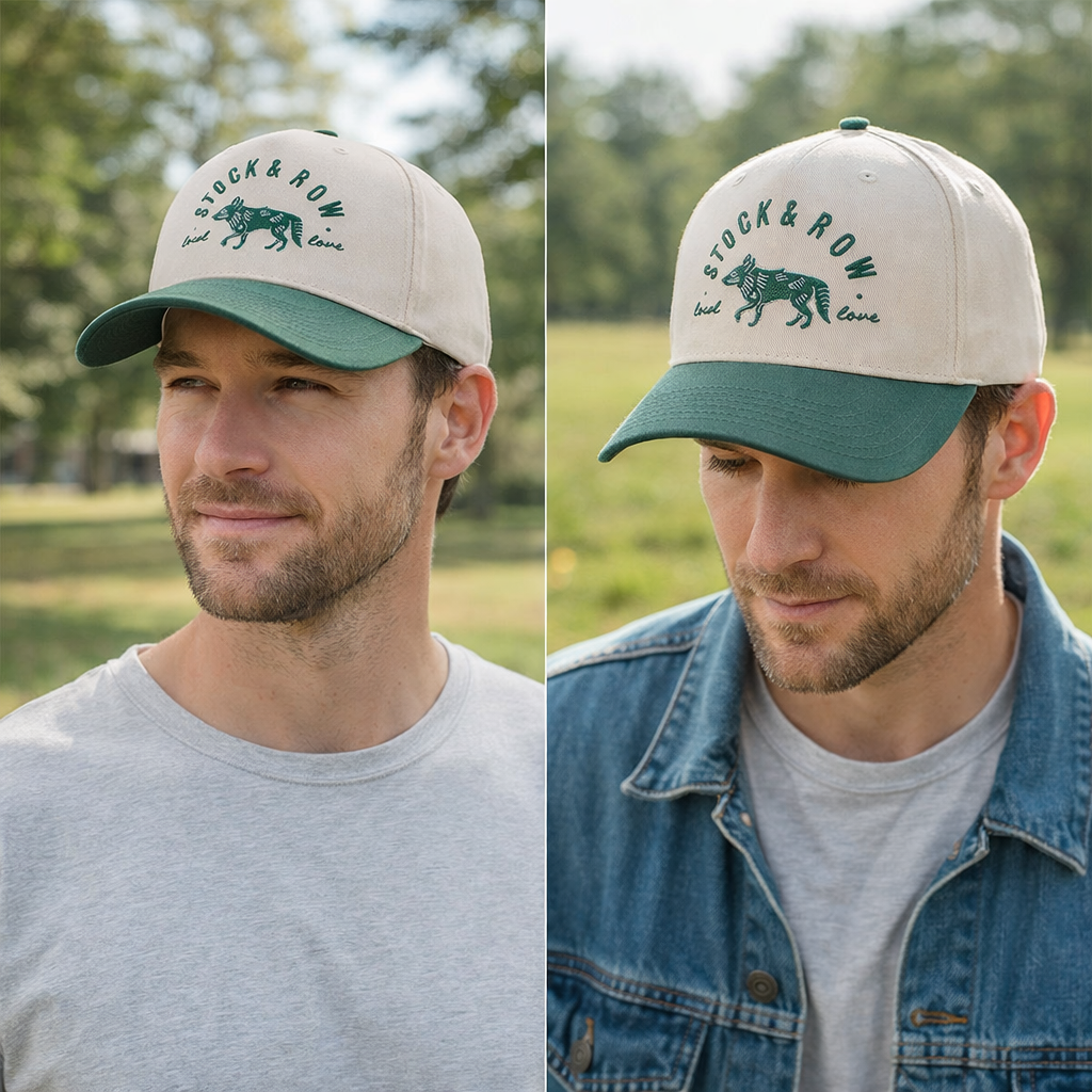 Two-Tone Cotton Twill Baseball Cap with Embroidered Logo