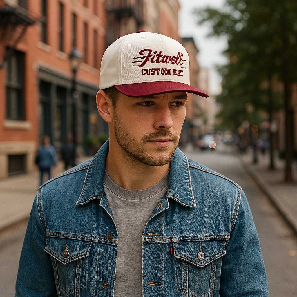 Retro Two-Tone 5-Panel Cotton Twill Baseball Cap with Embroidered Logo