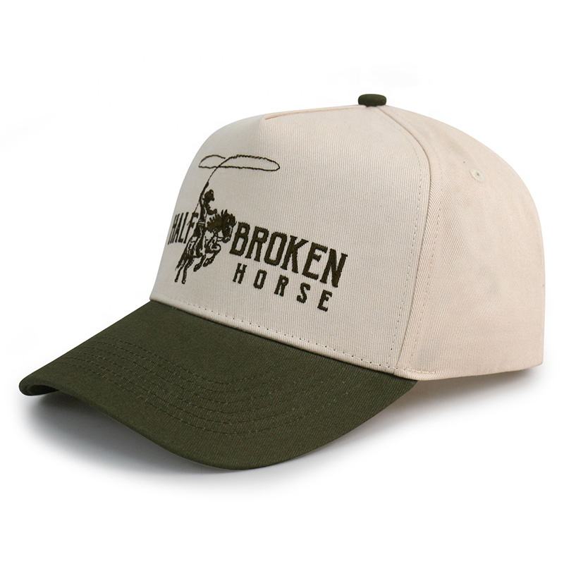Western Rodeo Cowboy Embroidered Cap – Two-Tone Cotton Baseball Hat