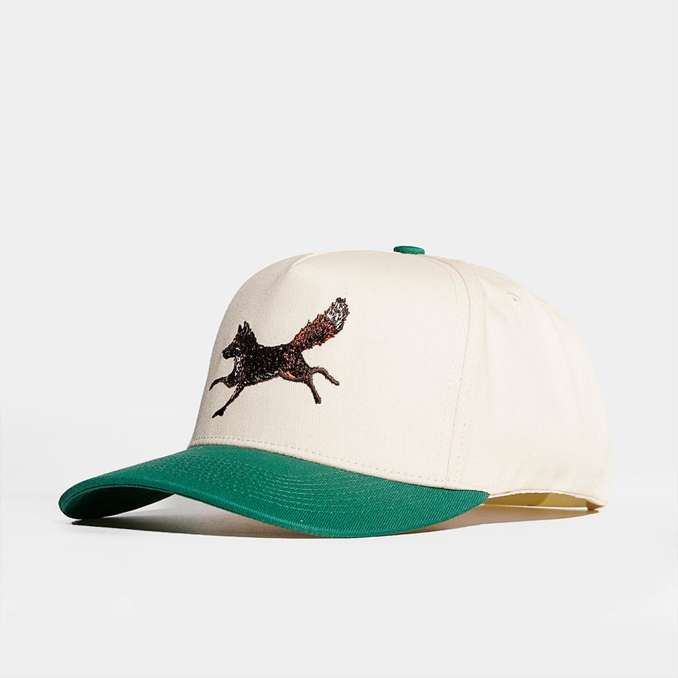 Two-Tone Cotton Twill Baseball Cap with Embroidered Fox
