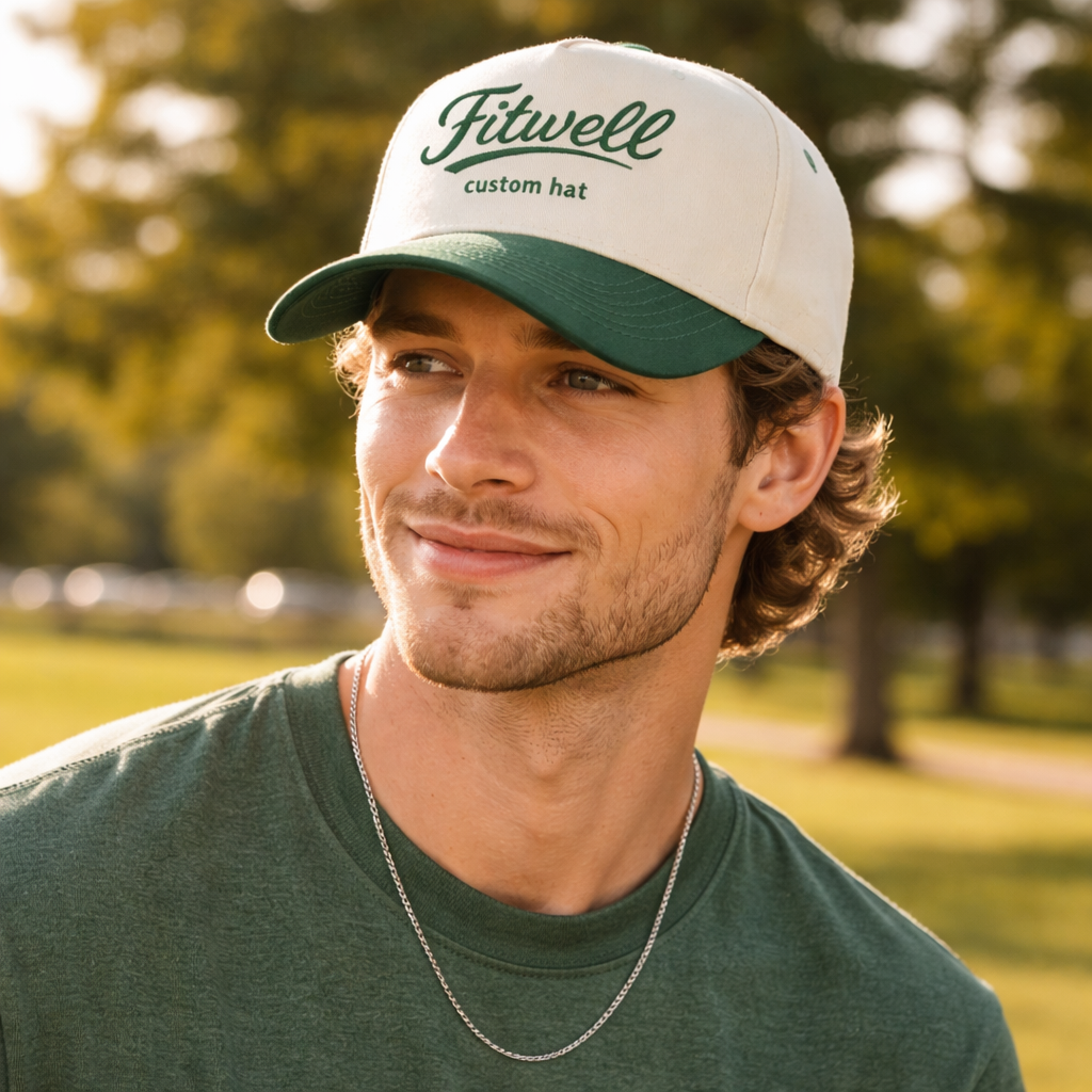 Two-Tone 5 Panel Cotton Twill Baseball Cap with Flat Embroidery