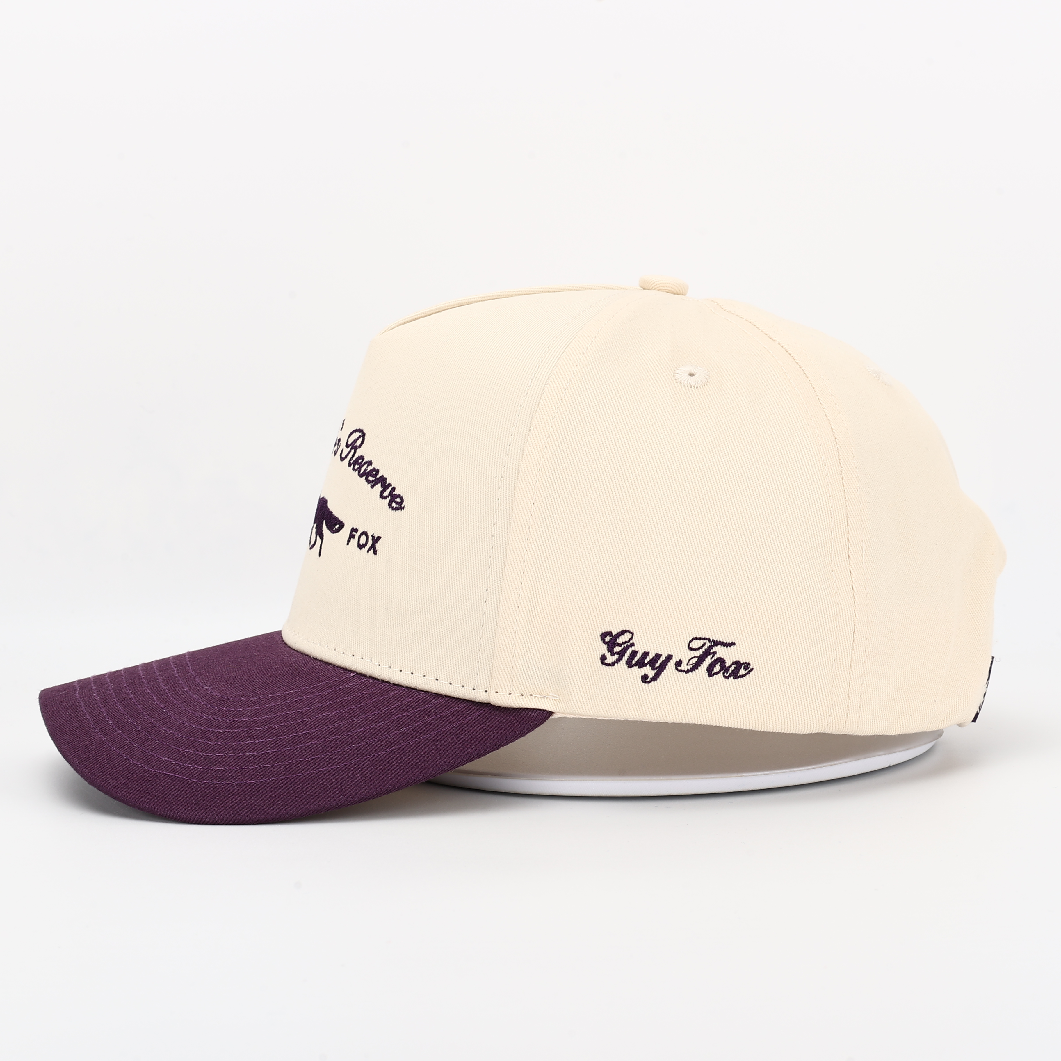 Two-Tone Cotton Baseball Cap with Embroidered Fox Logo