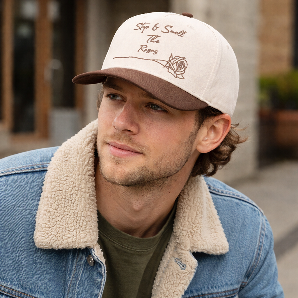 Two-Tone Baseball Cap with &quotStop & Smell the Roses