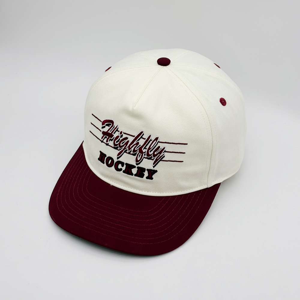 Retro Two-Tone 5-Panel Cotton Twill Baseball Cap with Embroidered Logo