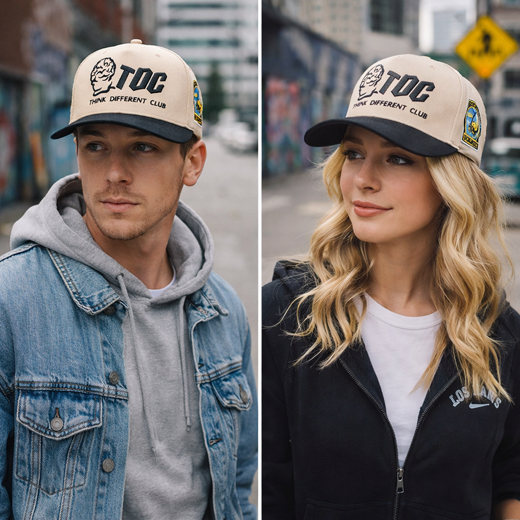 Think Different Club Embroidered Baseball Cap – Two Tone Stylish Hat