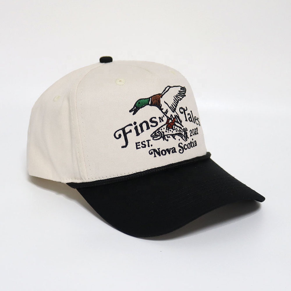 Vintage Two-Tone Cotton Twill Baseball Cap with Flat Embroidery Logo