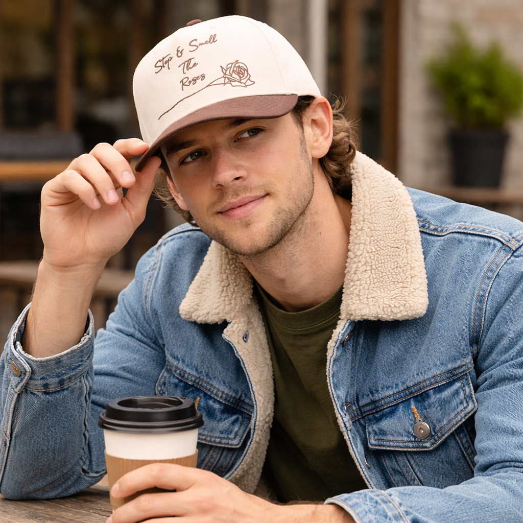 Two-Tone Baseball Cap with &quotStop & Smell the Roses