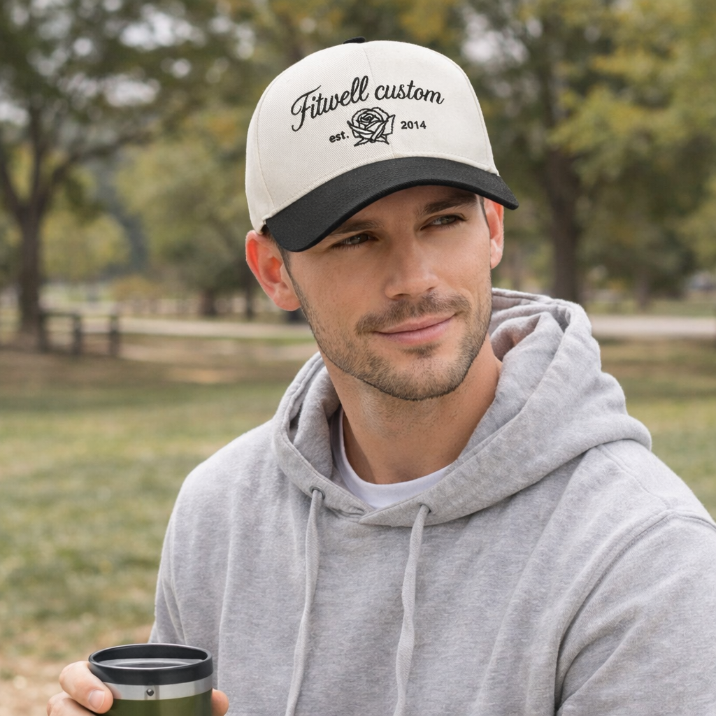 Rose Lane Embroidered Two-Tone Baseball Cap – 5 Panel Cotton Twill Hat