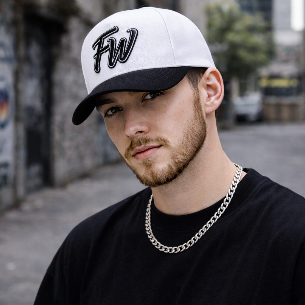 Lo B Script Two‑Tone Cotton Twill 5 Panel Baseball Cap