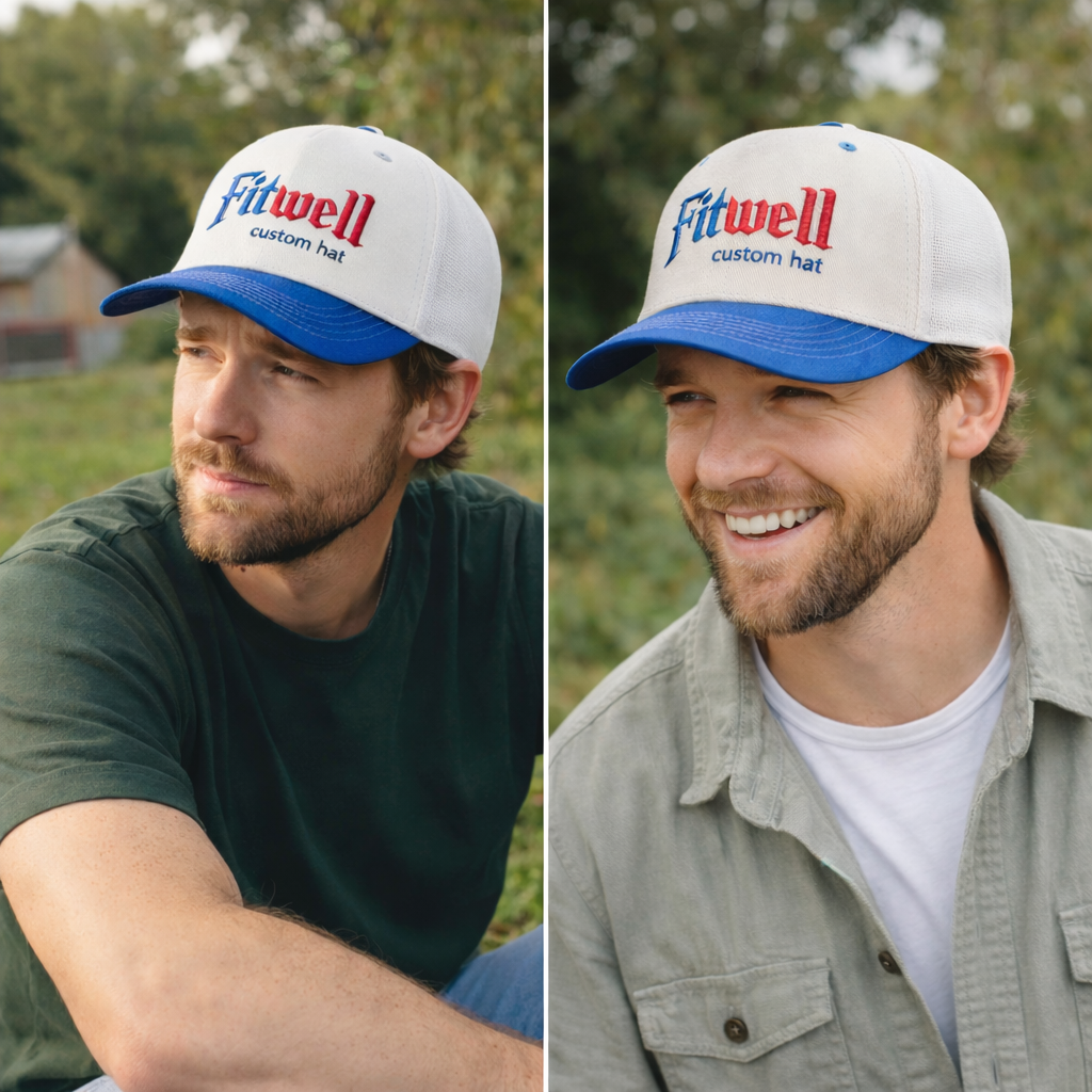 Grateful Dad Two-Tone Baseball Cap – Blue Brim Flat Embroidery Hat
