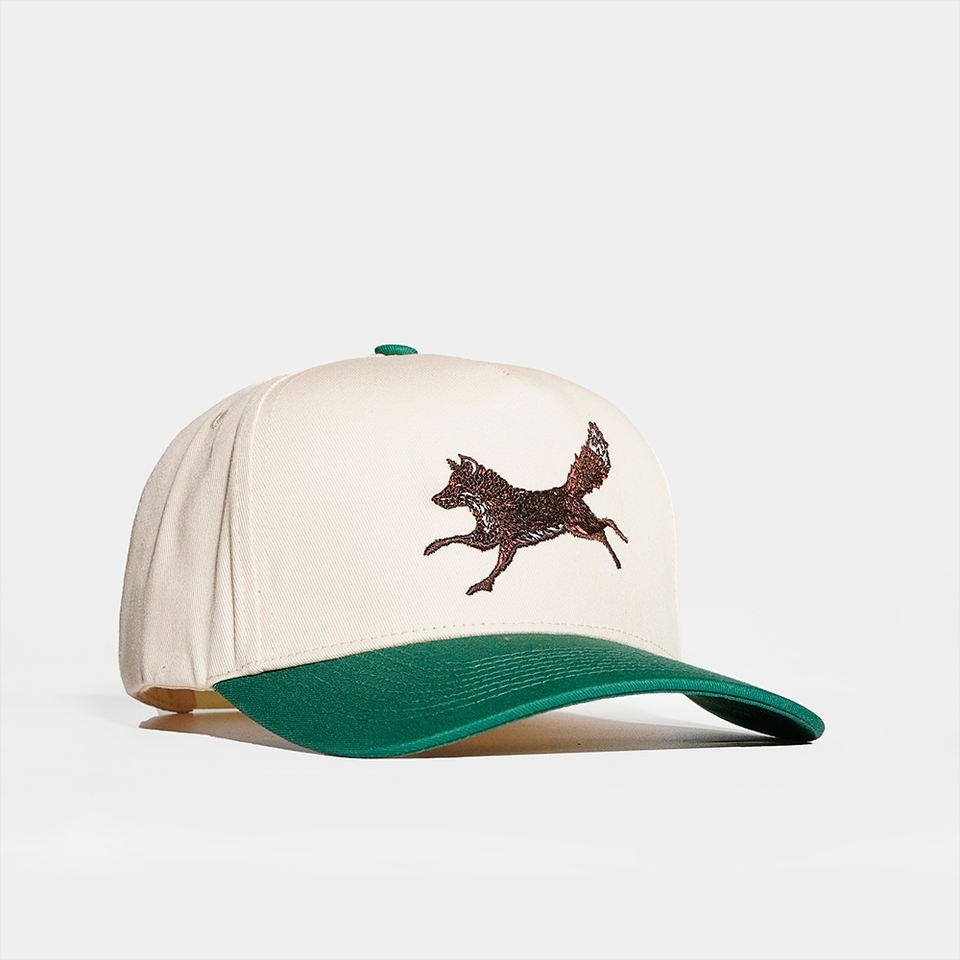 Two-Tone Cotton Twill Baseball Cap with Embroidered Fox