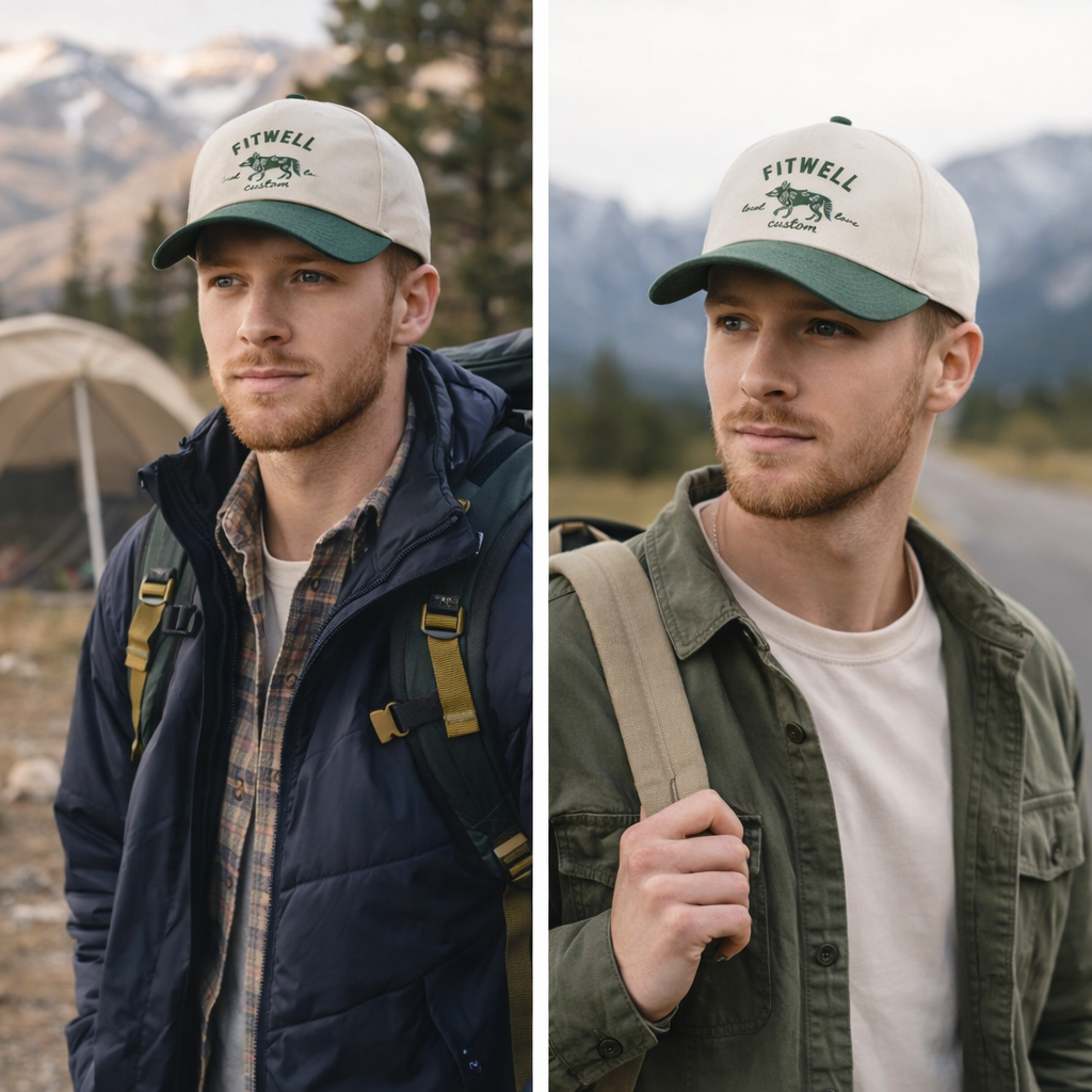 Two-Tone Cotton Twill Baseball Cap with Embroidered Logo