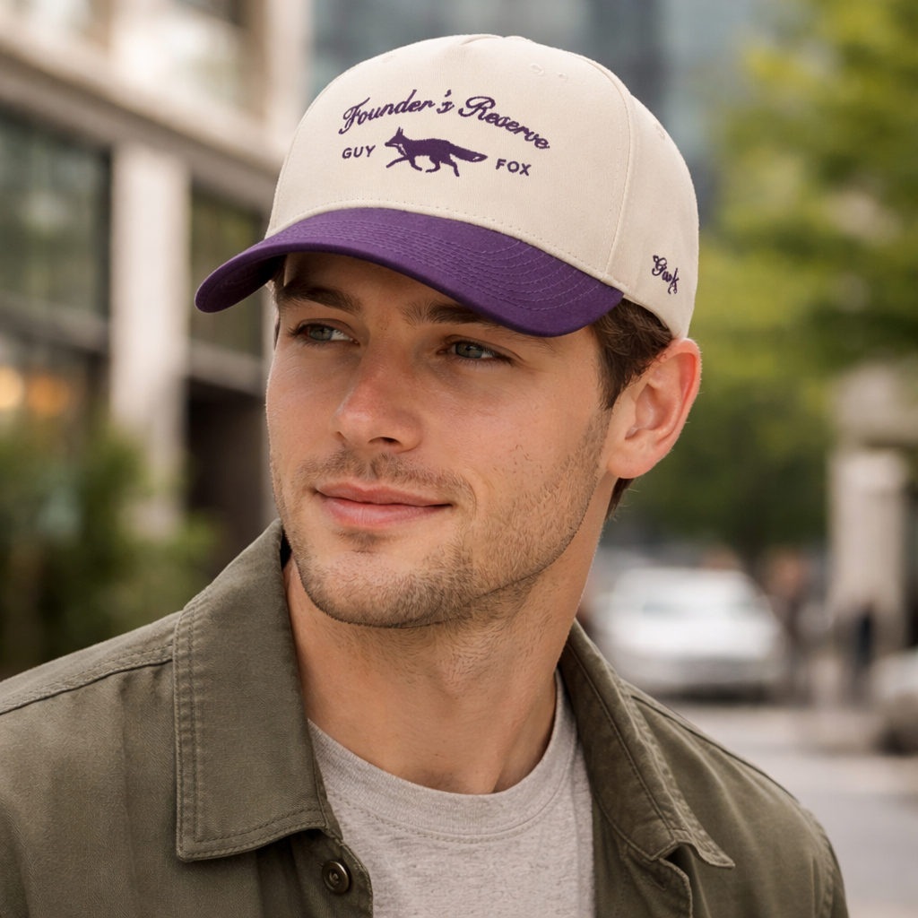 Two-Tone Cotton Baseball Cap with Embroidered Fox Logo