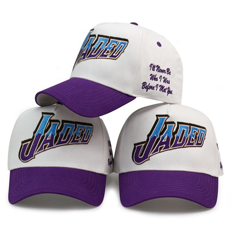 JADED Two-Tone Embroidered Baseball Cap – Purple Brim Cotton Twill Hat