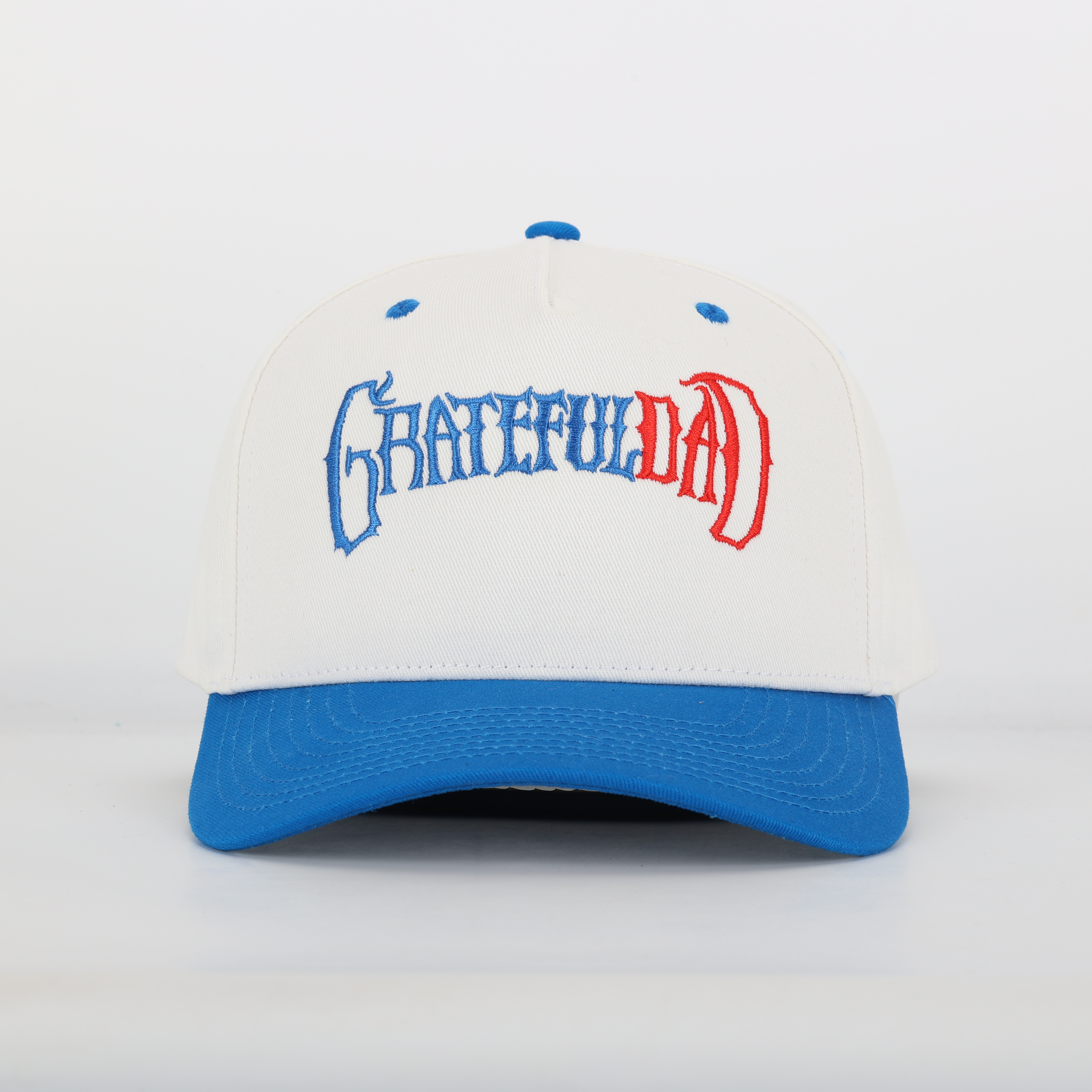 Grateful Dad Two-Tone Baseball Cap – Blue Brim Flat Embroidery Hat