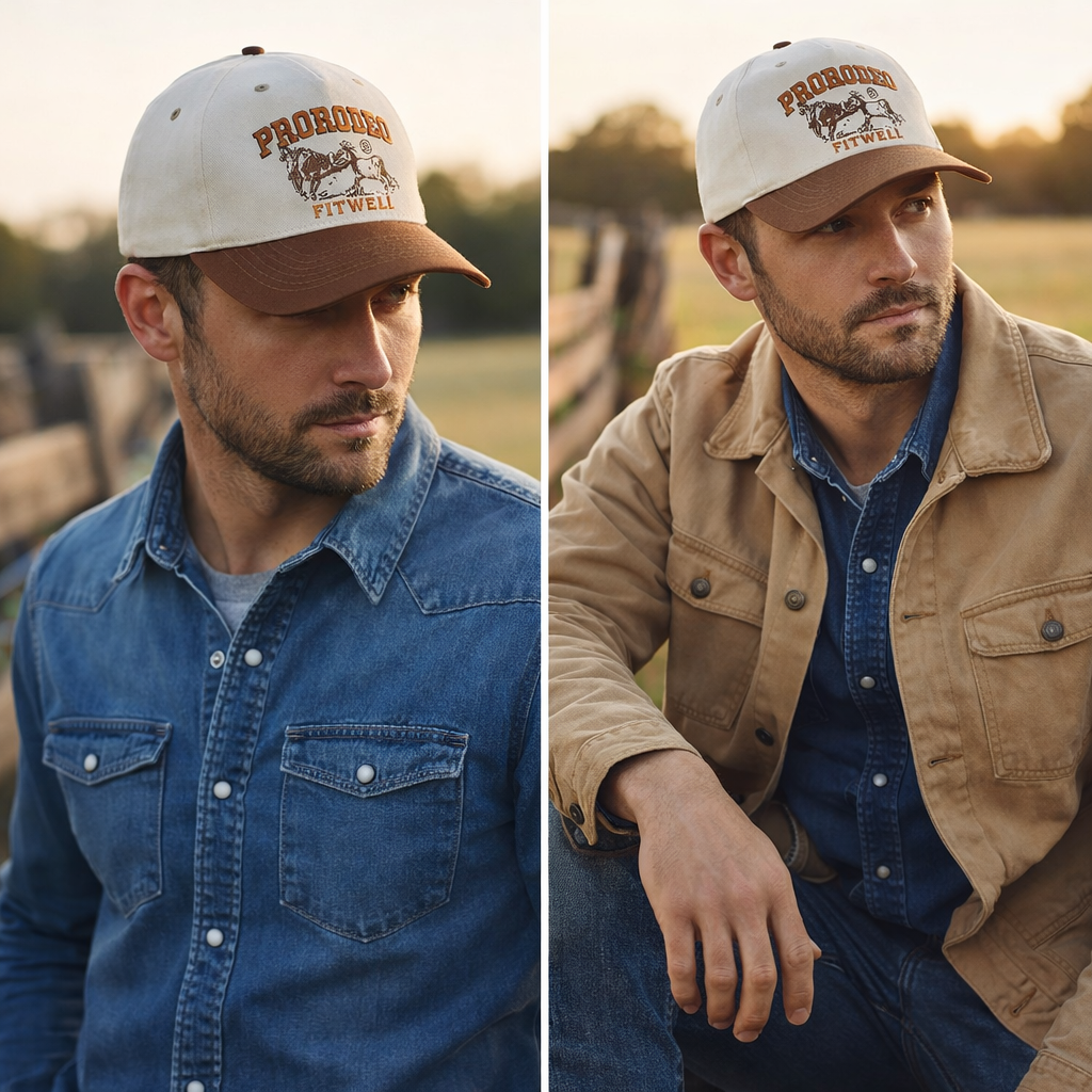 Vintage Rodeo Graphic Two-Tone Baseball Hat