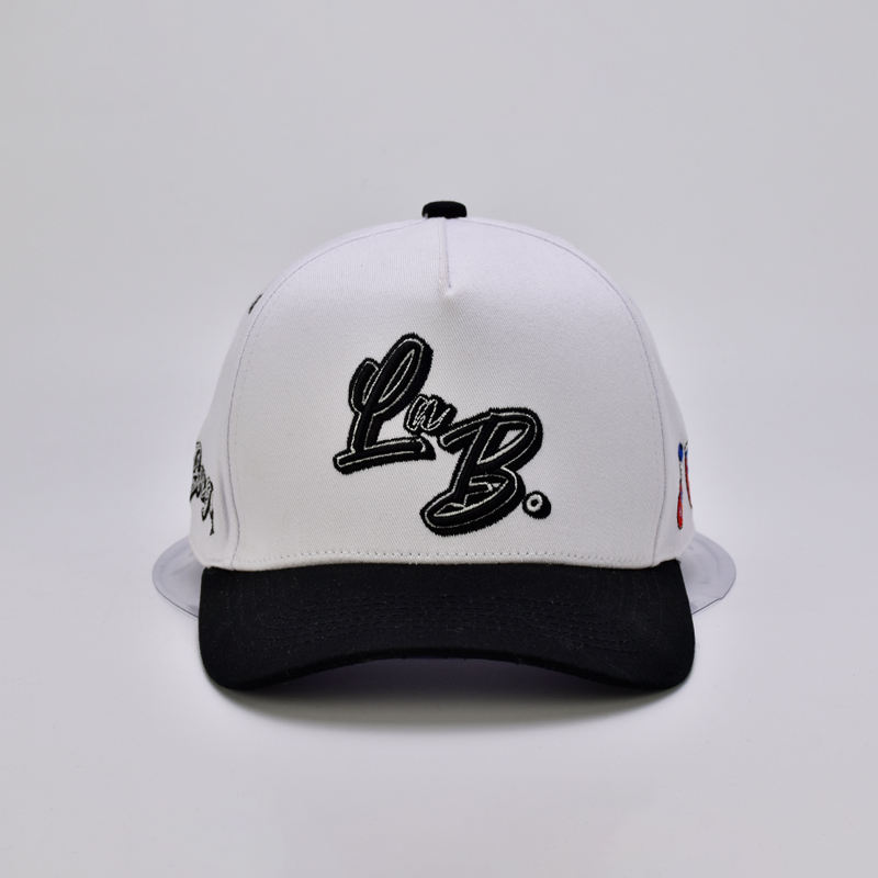 Lo B Script Two‑Tone Cotton Twill 5 Panel Baseball Cap