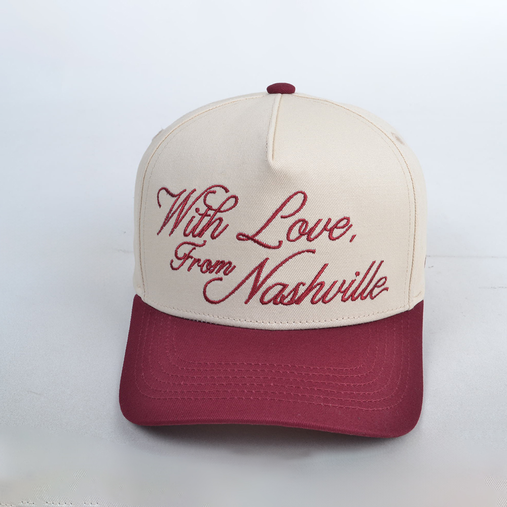 Two-Tone “With Love, From Nashville” Embroidered Baseball Cap – 5 Panel Cotton Hat