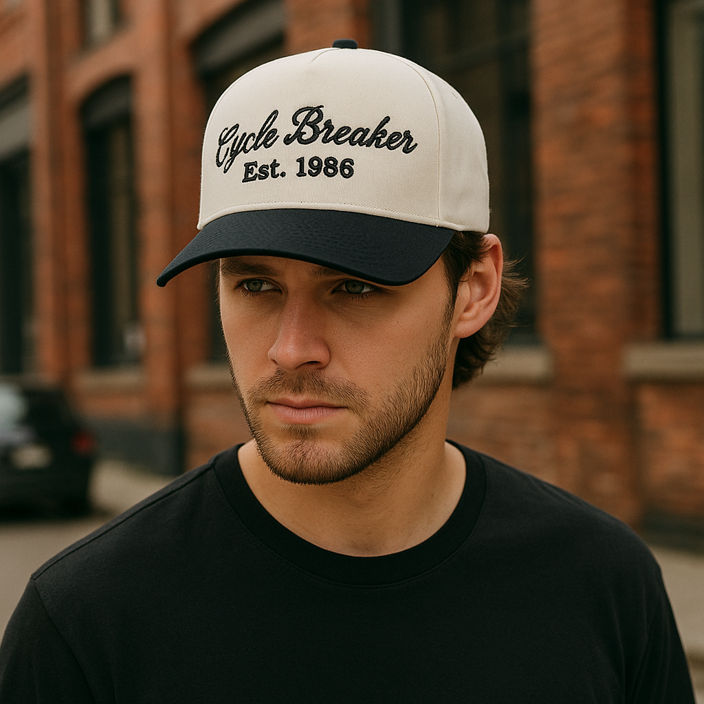 Two-Tone Cotton Twill Baseball Cap with Flat Embroidered Front Text – 5 Panel Classic Fit