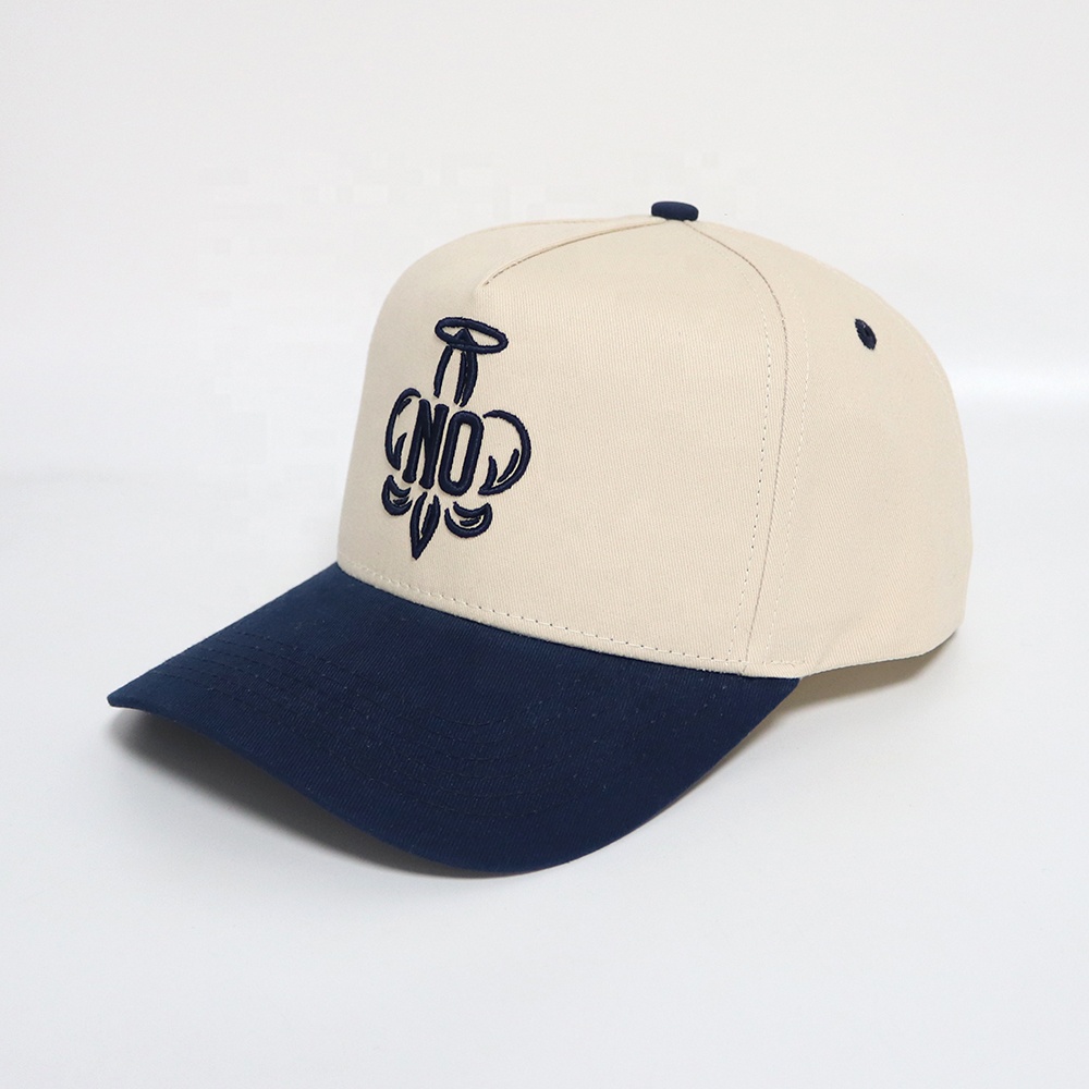Two-Tone Cotton Twill Baseball Cap with Embroidered NO Logo
