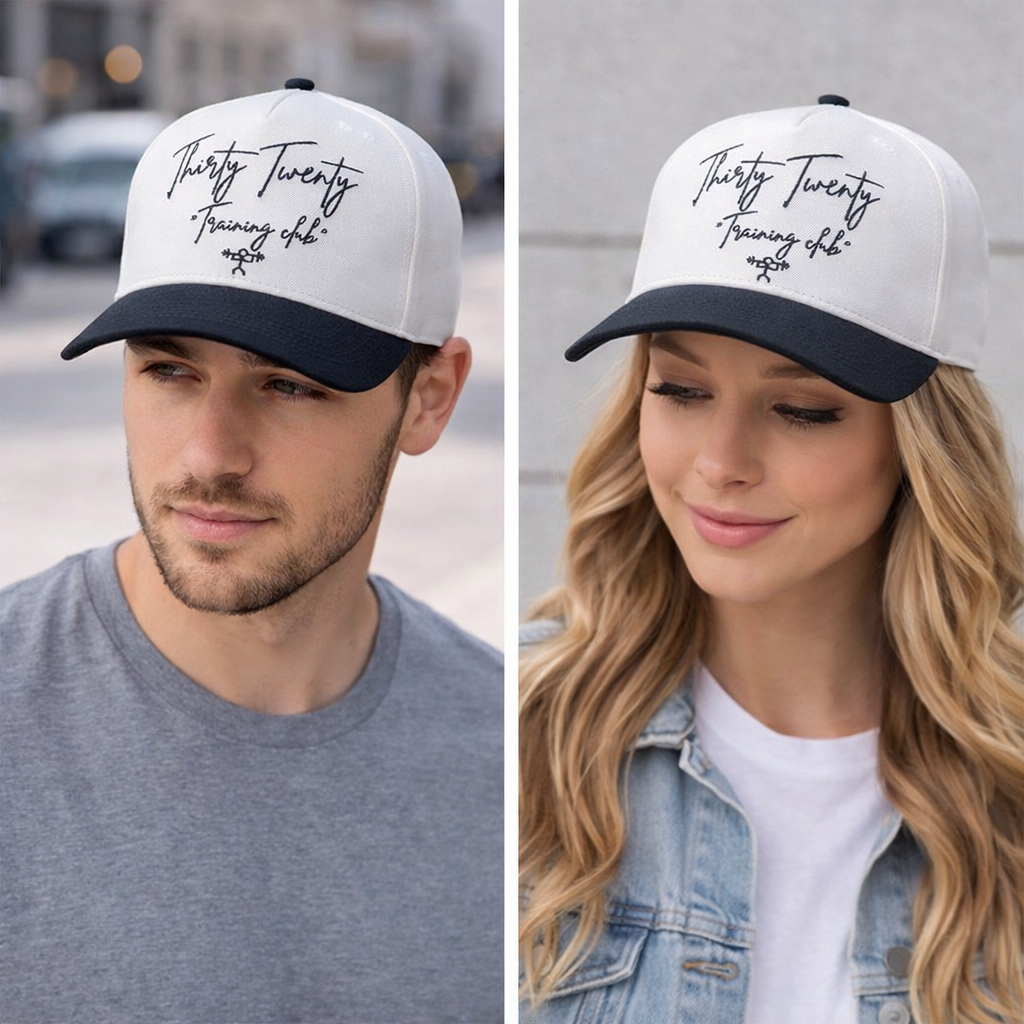 Two-Tone Cotton Baseball Cap with Flat Embroidered Logo