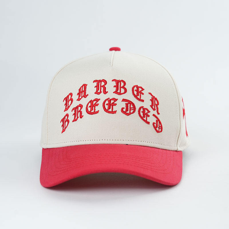 Two-Tone Cotton Baseball Cap with Gothic Embroidery – 5 Panel Design