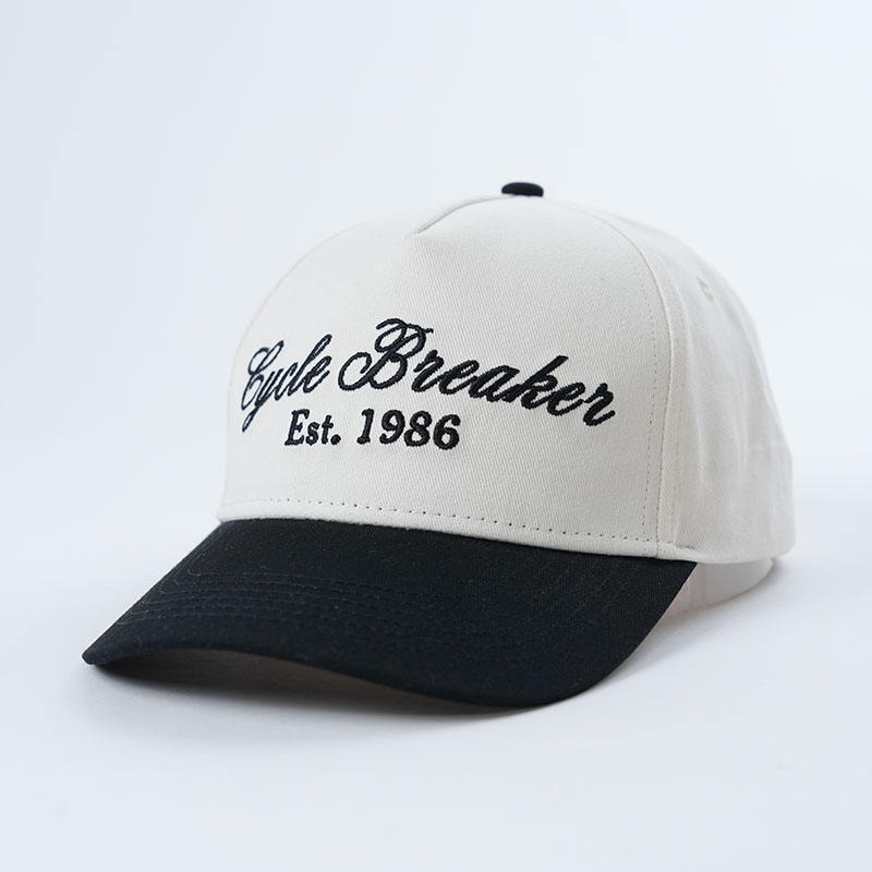 Two-Tone Cotton Twill Baseball Cap with Flat Embroidered Front Text – 5 Panel Classic Fit