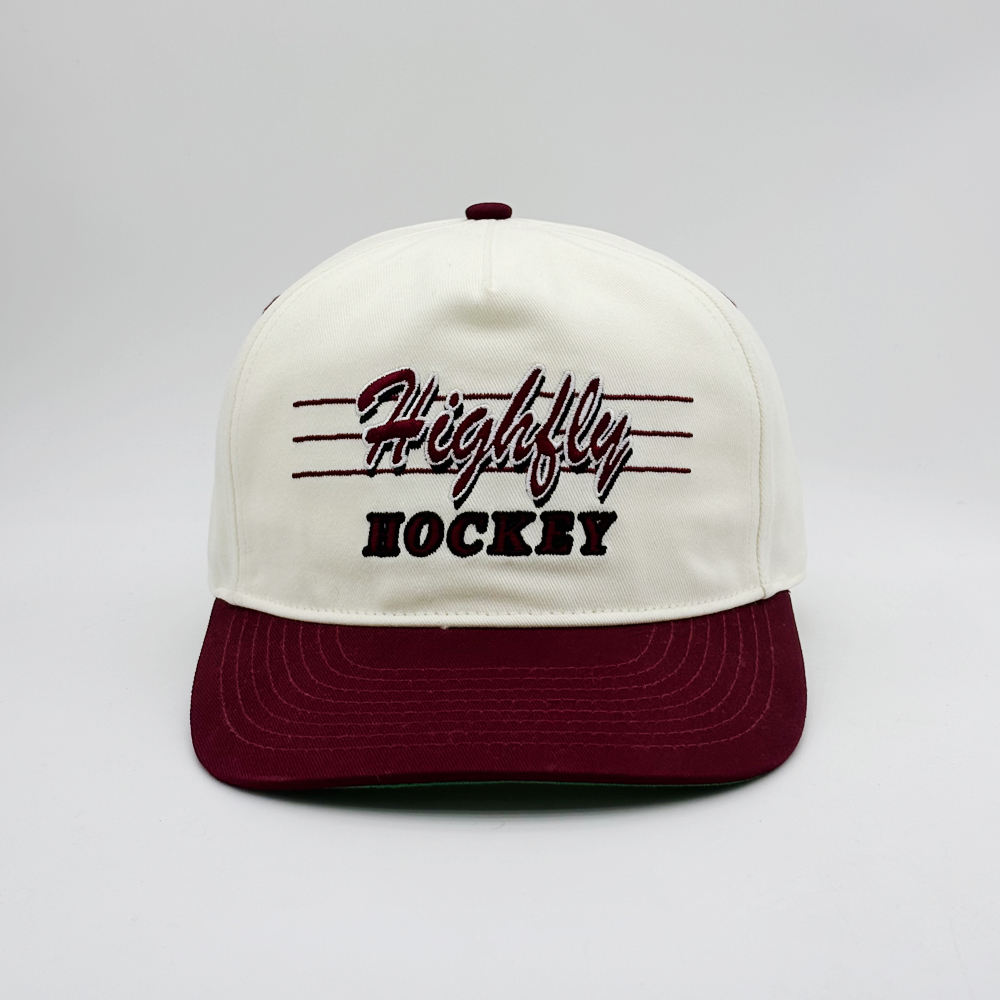 Retro Two-Tone 5-Panel Cotton Twill Baseball Cap with Embroidered Logo