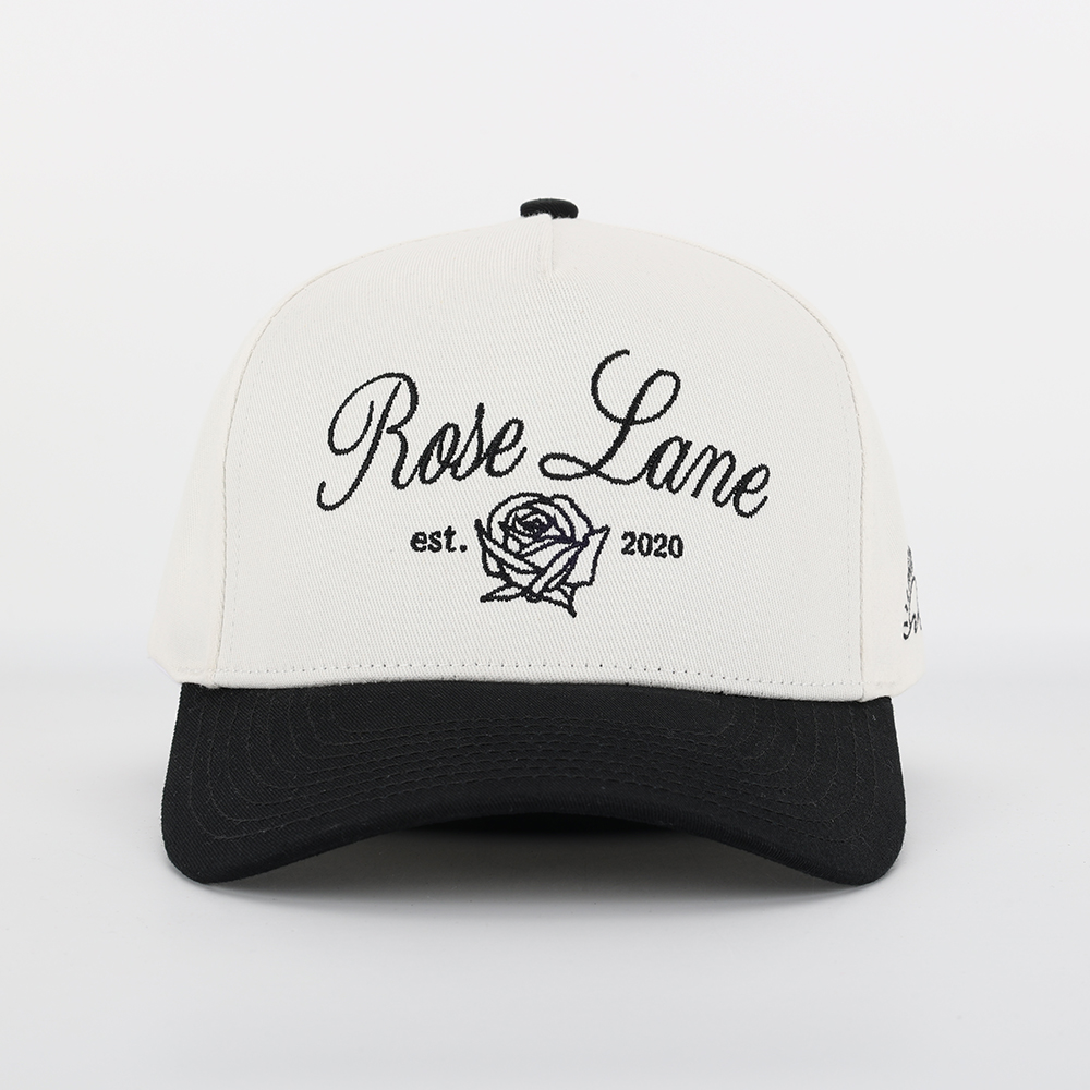 Rose Lane Embroidered Two-Tone Baseball Cap – 5 Panel Cotton Twill Hat