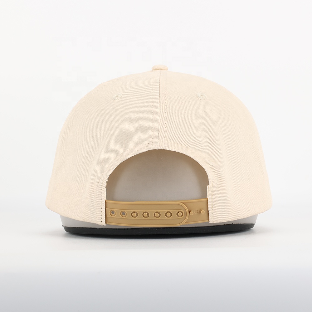 Beige and Khaki Baseball Cap with Green Embroidered Logo – 5 Panel Cotton Hat