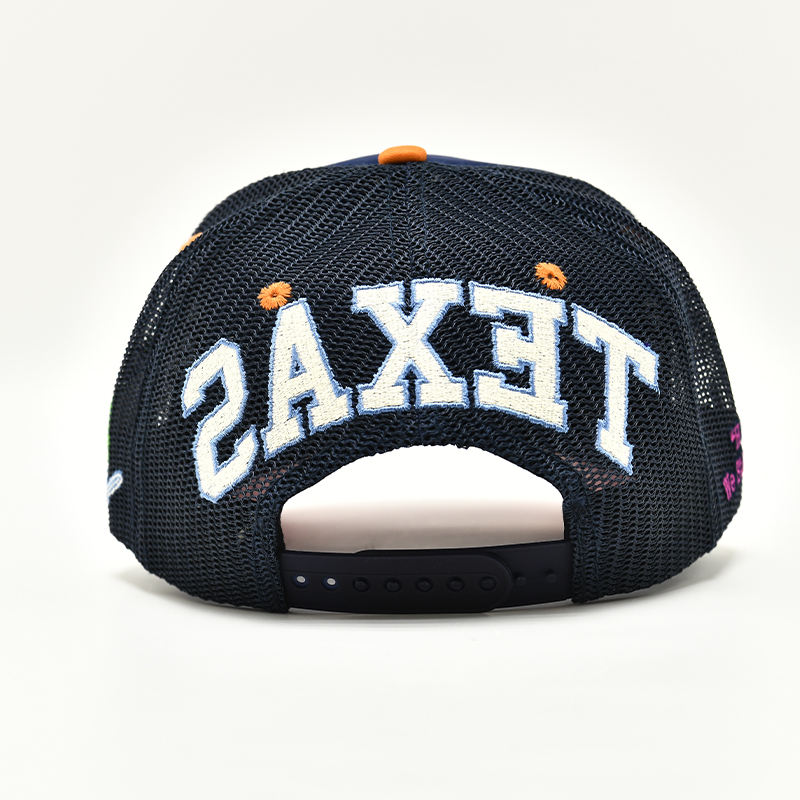 Foam Front Mesh Trucker Cap with Flat Embroidered Letter Patch & Rope Detail