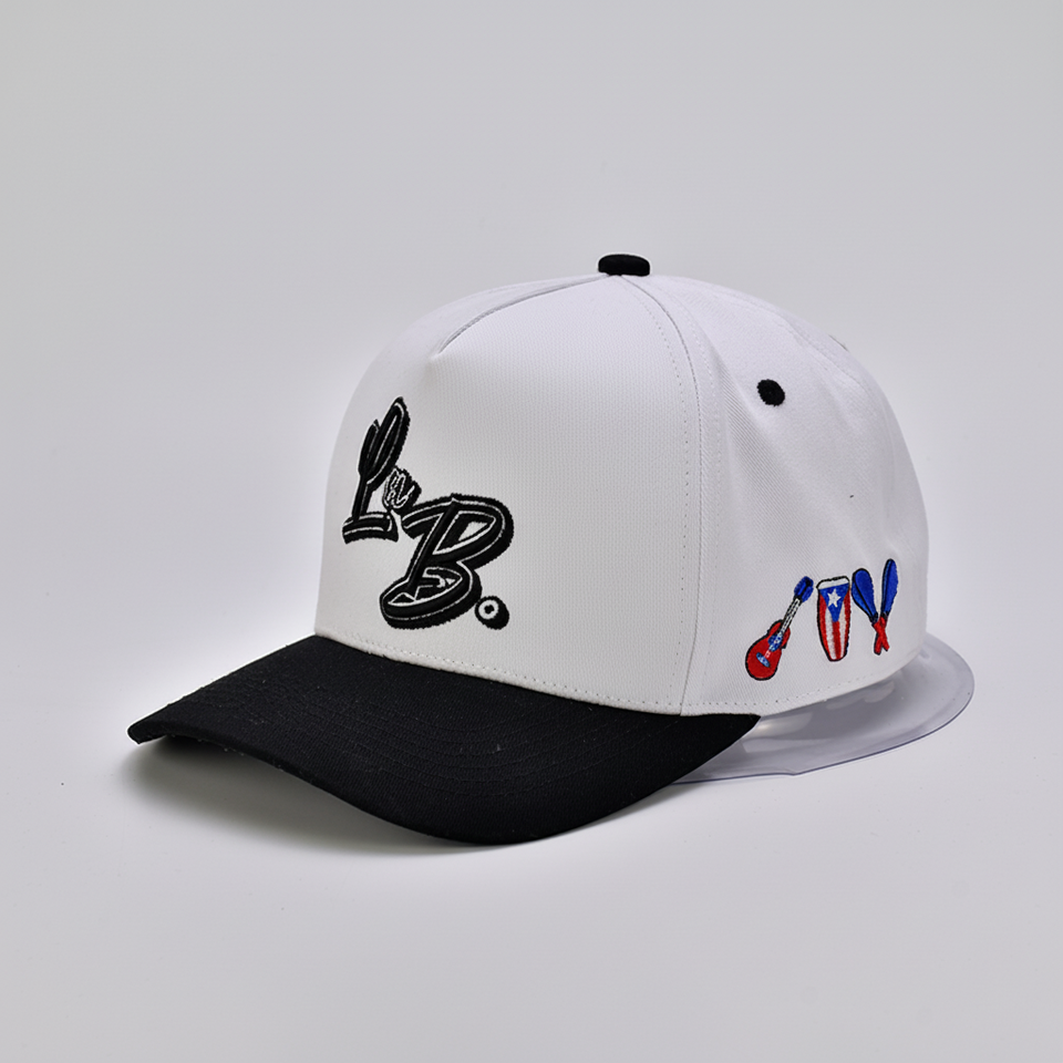 Lo B Script Two‑Tone Cotton Twill 5 Panel Baseball Cap